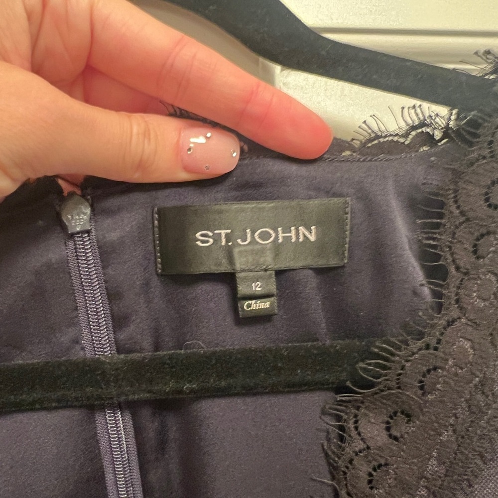 St. John Elegant Navy Lace Dress
